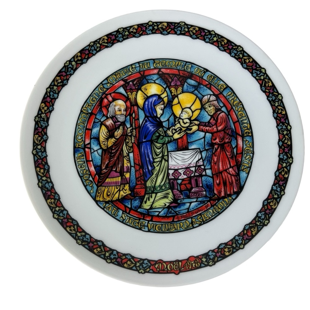 1978 Collectible Noel Vitrail La Purification Plate Christmas Andre Restieau
